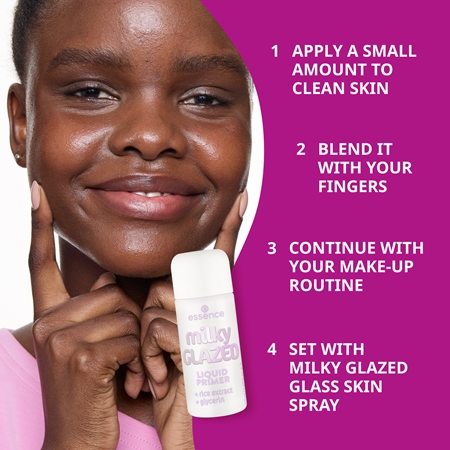 essence milky GLAZED feuchtigkeitsspendender Primer unter dem Make-up mit aufhellender Wirkung