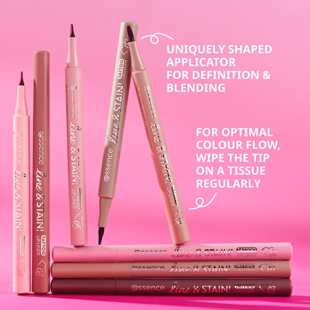 essence line & STAIN! TATTOO Lippenkonturenstift für einen langanhaltenden Effekt