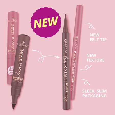 essence line & STAIN! TATTOO Lippenkonturenstift für einen langanhaltenden Effekt