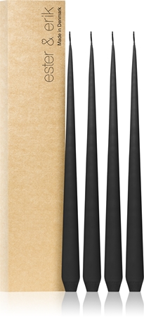 ester & erik taper candle raw black (no. 75) dekoratīva svece