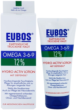 Eubos Sensitive Dry Skin Omega 3-6-9 12% bálsamo corporal para restaurar la barrera protectora de la piel con efecto hidratante de larga duración