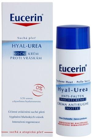 Eucerin Hyal-Urea crema notte antirughe per pelli secche e atopiche