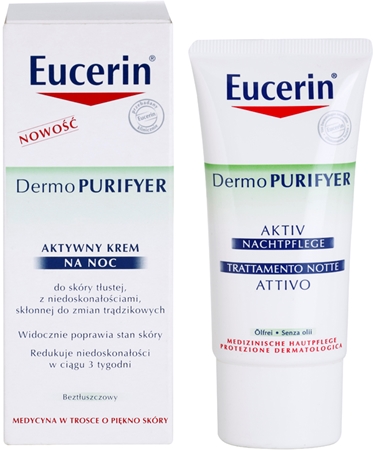 Eucerin Dermo Purifyer нічний зволожуючий крем для жирної та проблемної шкіри