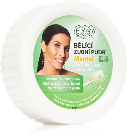 Eva Menthol polvere dentale sbiancante 3 in 1