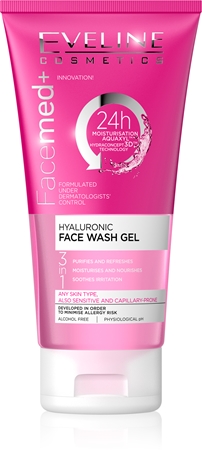 Eveline Cosmetics FaceMed+ čisticí gel 3 v 1 s kyselinou hyaluronovou