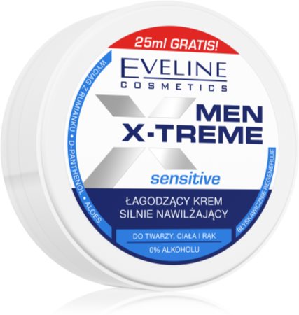 Eveline Cosmetics Men X-Treme Sensitive Fuktgivande och lindande kräm för ansikte, händer och kropp