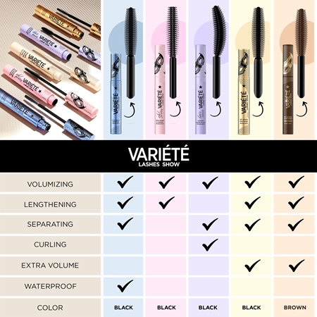 Eveline Cosmetics Variété Lashes Show mascara cils volumisés et épais waterproof