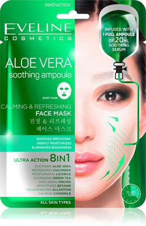 Eveline Cosmetics Sheet Mask Aloe Vera zklidňující a hydratační maska s aloe vera