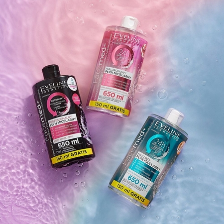 Eveline Cosmetics FaceMed+ reinigendes Mizellenwasser zum Abschminken mit entschlackendem Effekt