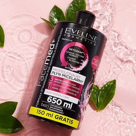 Eveline Cosmetics FaceMed+ reinigendes Mizellenwasser zum Abschminken mit entschlackendem Effekt