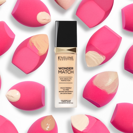 Eveline Cosmetics Wonder Match ilgai išliekantis skystasis makiažo pagrindas su hialurono rūgštimi