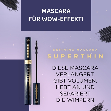 Eveline Cosmetics Superthin Mascara zum Verlängern und Teilen der Wimpern