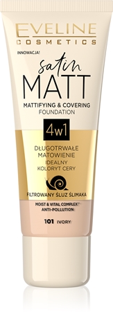 Eveline Cosmetics Satin Matt fond de teint matifiant à l'extrait de bave d'escargot