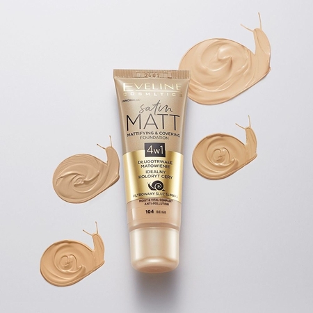 Eveline Cosmetics Satin Matt mattierendes Make-up mit Schneckenextrakt
