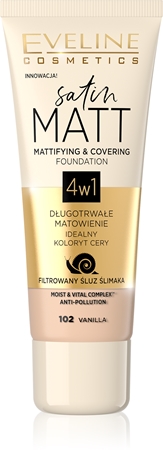 Eveline Cosmetics Satin Matt maquillaje matificante con extracto de baba de caracol