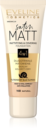 Eveline Cosmetics Satin Matt podkład matujący z ekstraktem ze śluzu ślimaka