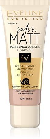 Eveline Cosmetics Satin Matt maquillaje matificante con extracto de baba de caracol