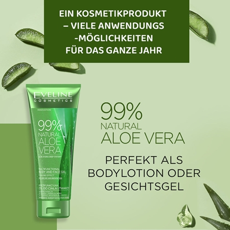 Eveline Cosmetics 99% Natural Aloe Vera Feuchtigkeitsgel Für Gesicht und Körper