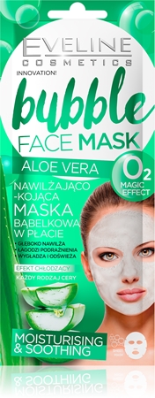 Eveline Cosmetics Bubble Mask Aloe Vera máscara hidratante e apaziguadora com aloe vera