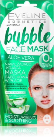 Eveline Cosmetics Bubble Mask Aloe Vera máscara hidratante e apaziguadora  com aloe vera