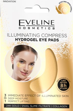 Eveline Cosmetics Gold Illuminating Compress máscara hidrogel ao redor dos olhos com extrato de baba de caracol