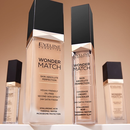 Eveline Cosmetics Wonder Match langlebiges Flüssig Make-up mit Hyaluronsäure