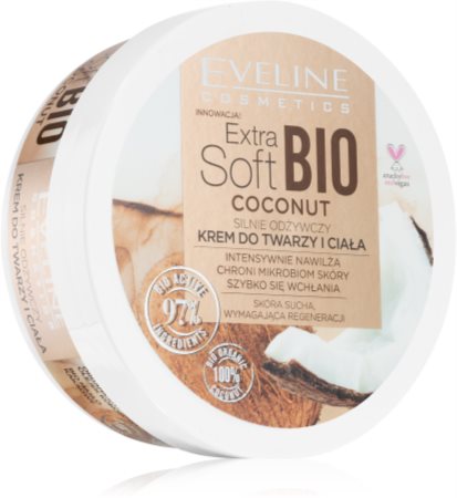 Eveline Cosmetics Extra Soft Bio Coconut Maitinamasis kūno kremas sausai ir labai sausai odai
