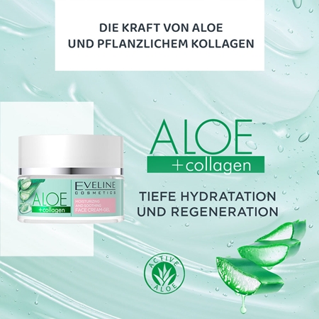Eveline Cosmetics Organic Aloe+Collagen Aktive intensive Feuchtigkeitsgel-Creme mit beruhigender Wirkung