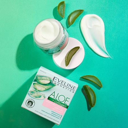 Eveline Cosmetics Organic Aloe+Collagen Aktive intensive Feuchtigkeitsgel-Creme mit beruhigender Wirkung