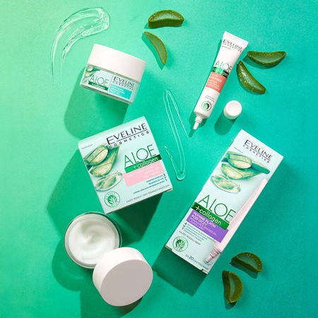 Eveline Cosmetics Organic Aloe+Collagen Aktive intensive Feuchtigkeitsgel-Creme mit beruhigender Wirkung