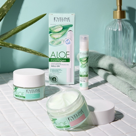 Eveline Cosmetics Organic Aloe+Collagen Aktive intensive Feuchtigkeitsgel-Creme mit beruhigender Wirkung