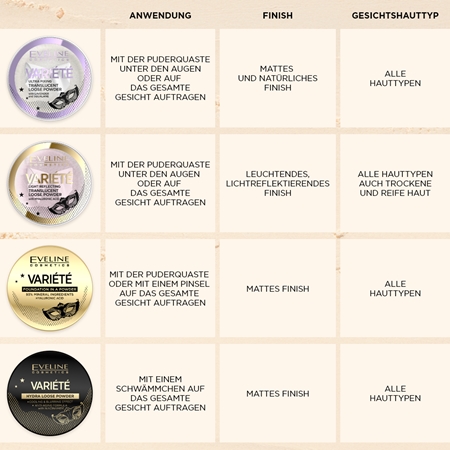 Eveline Cosmetics Variété loser, transparenter Puder mit einem Applikator