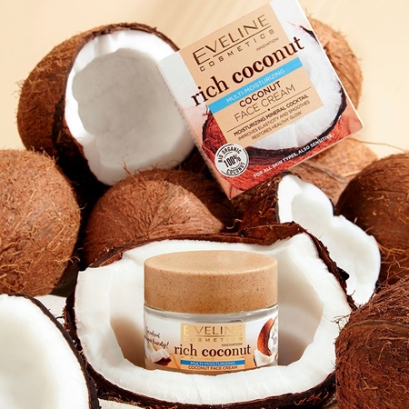 Eveline Cosmetics Rich Coconut nährende Creme zur Verjüngung der Haut mit Probiotika