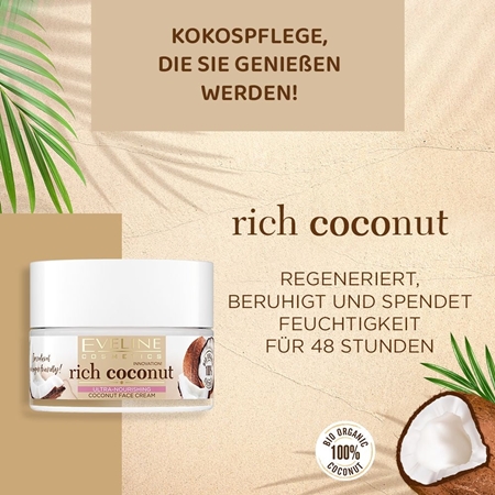 Eveline Cosmetics Rich Coconut Ultra Feuchtigkeit spendende Creme tagsüber und nachts
