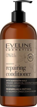 Eveline Cosmetics Organic Gold αναγεννητικό μαλακτικό για ξηρά και κατεστραμμένα  μαλλιά
