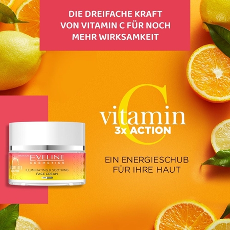 Eveline Cosmetics Vitamin C 3x Action aufhellende Crem mit beruhigender Wirkung