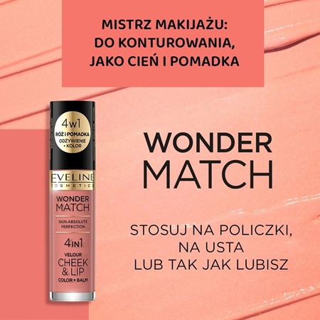 Eveline Cosmetics Wonder Match 4in1 Cheek & Lip róż w płynie do ust i policzków