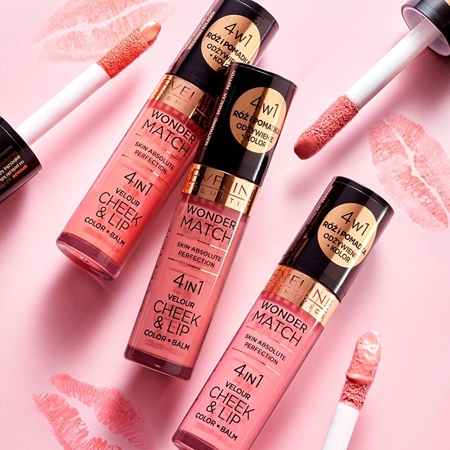 Eveline Cosmetics Wonder Match 4in1 Cheek & Lip róż w płynie do ust i policzków