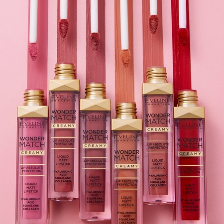 Eveline Cosmetics Wonder Match lang anhaltender, matter, flüssiger Lippenstift mit Hyaluronsäure