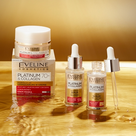 Eveline Cosmetics Platinum & Collagen Advanced Facial Serum Anti-Aging Treatment sérum anti-rides au collagène