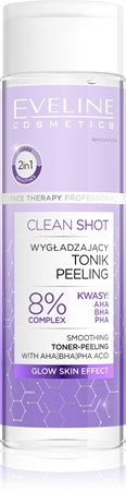 Eveline Cosmetics Clean Shot 8% Complex Of Hydroxy Acids Smoothing Toner with exfoliating effect