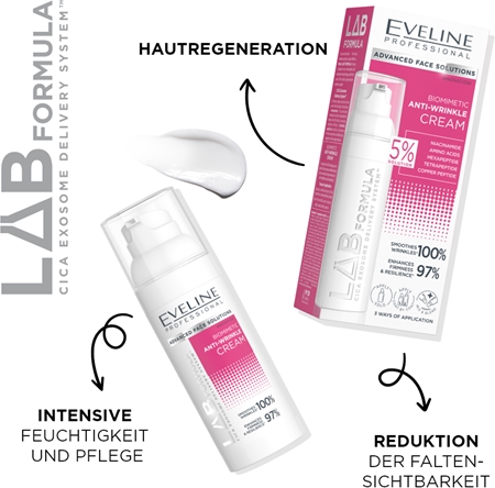 Eveline Cosmetics LAB Formula 5% Solution beruhigende biomimetische Creme gegen Falten