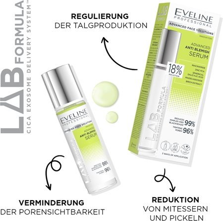 Eveline Cosmetics LAB Formula 18% Solution Serum gegen die Unvollkommenheiten der Haut