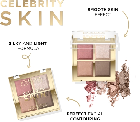 Eveline Cosmetics Celebrity Skin kontūravimo priemonių paletė „Keturi viename“