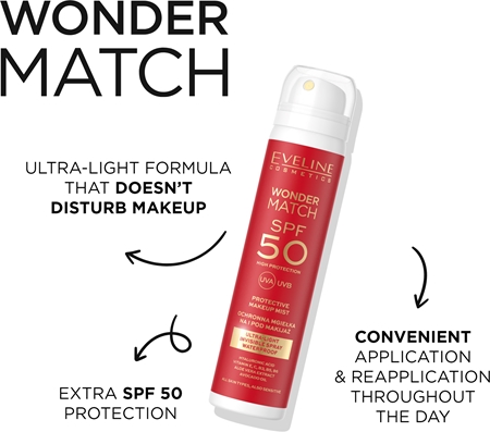 Eveline Cosmetics Wonder Match SPF 50 brume protectrice SPF 50