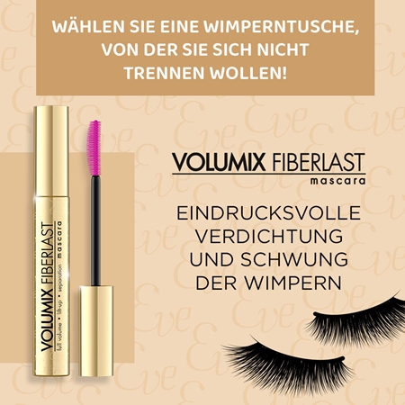 Eveline Cosmetics Volumix Fiberlast Gold Mascara für Volumen und zum Trennen der Wimpern