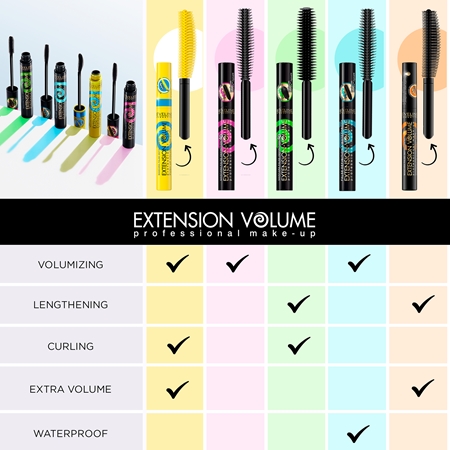 Eveline Cosmetics Extension Volume Volume og curling mascara