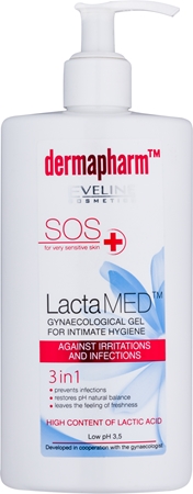 Eveline Cosmetics Dermapharm LactaMED intymios higienos gelis sudirgusiai odai