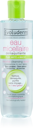 Evoluderm Micellar Water apa pentru curatare cu particule micele pentru ten mixt si gras