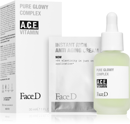 Face D Pure Glowy Complex antioxidant serum with vitamins A, C, E